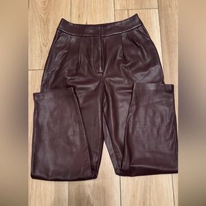 Express Maroon Faux Leather Trousers